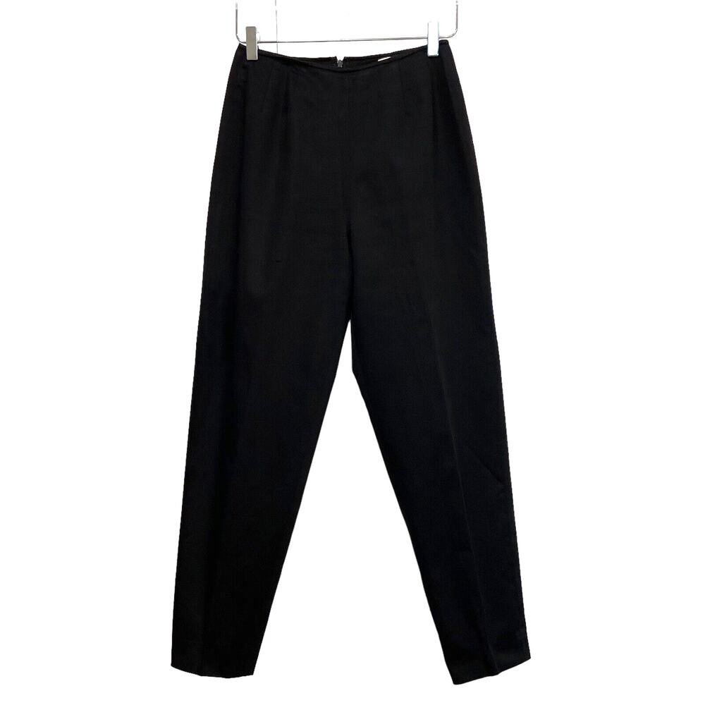 VTG EMANUEL UNGARO Black 100% Cotton High Rise Slim Leg Pants Women's Size 8/42